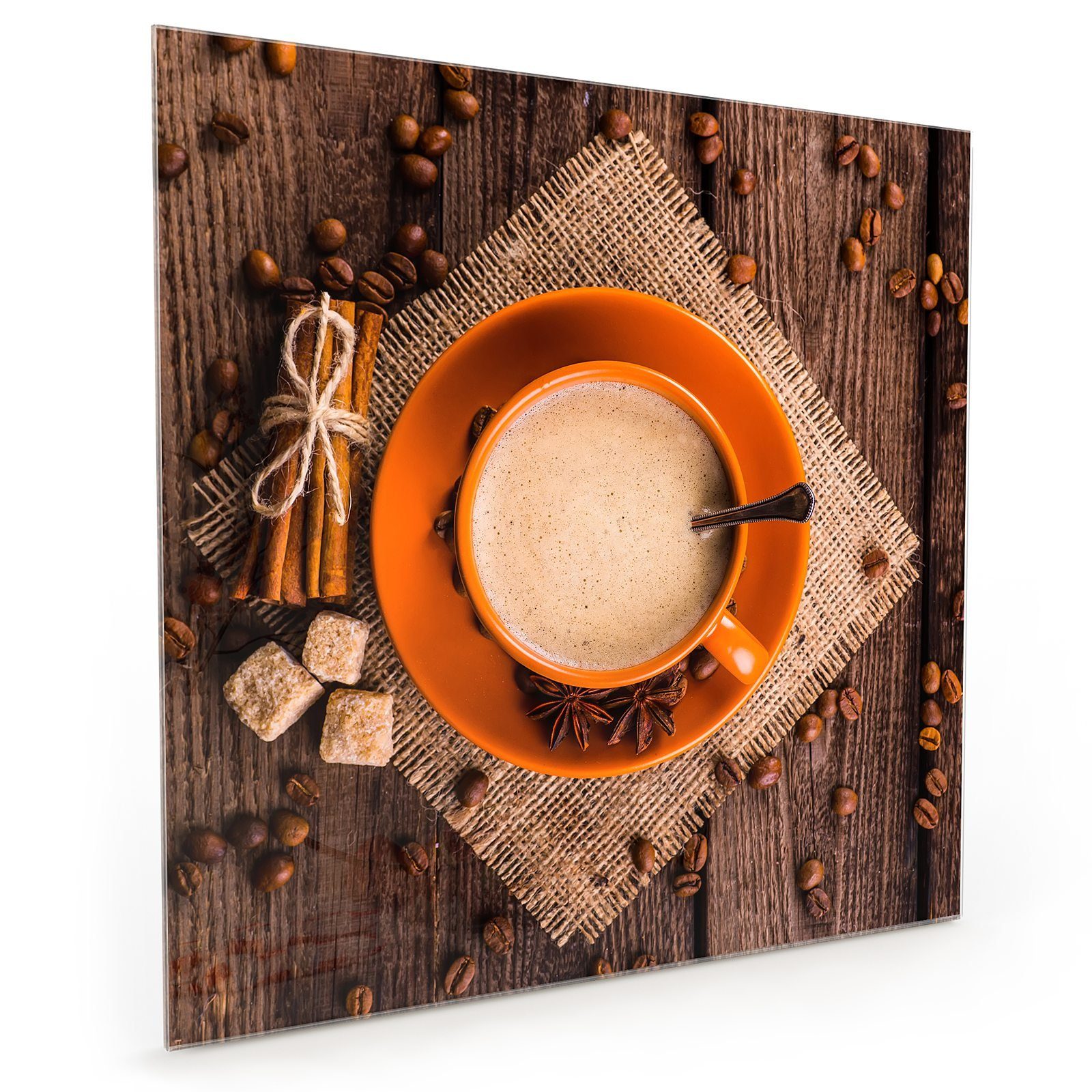 Kaffeetasse Küchenrückwand Primedeco und Motiv Spritzschutz Bohnen mit Küchenrückwand Glas