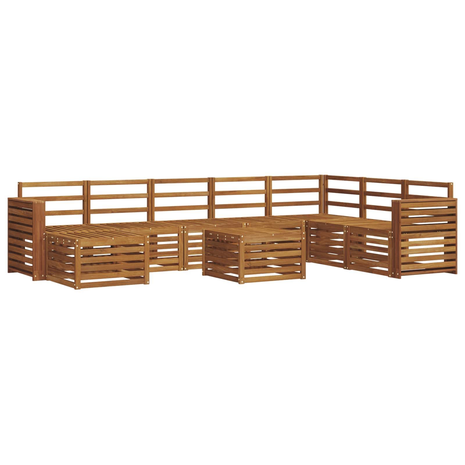 vidaXL Gartenlounge-Set Outdoor-Sofagarnitur 9 pcs Natur Massivholz, (9-tlg)