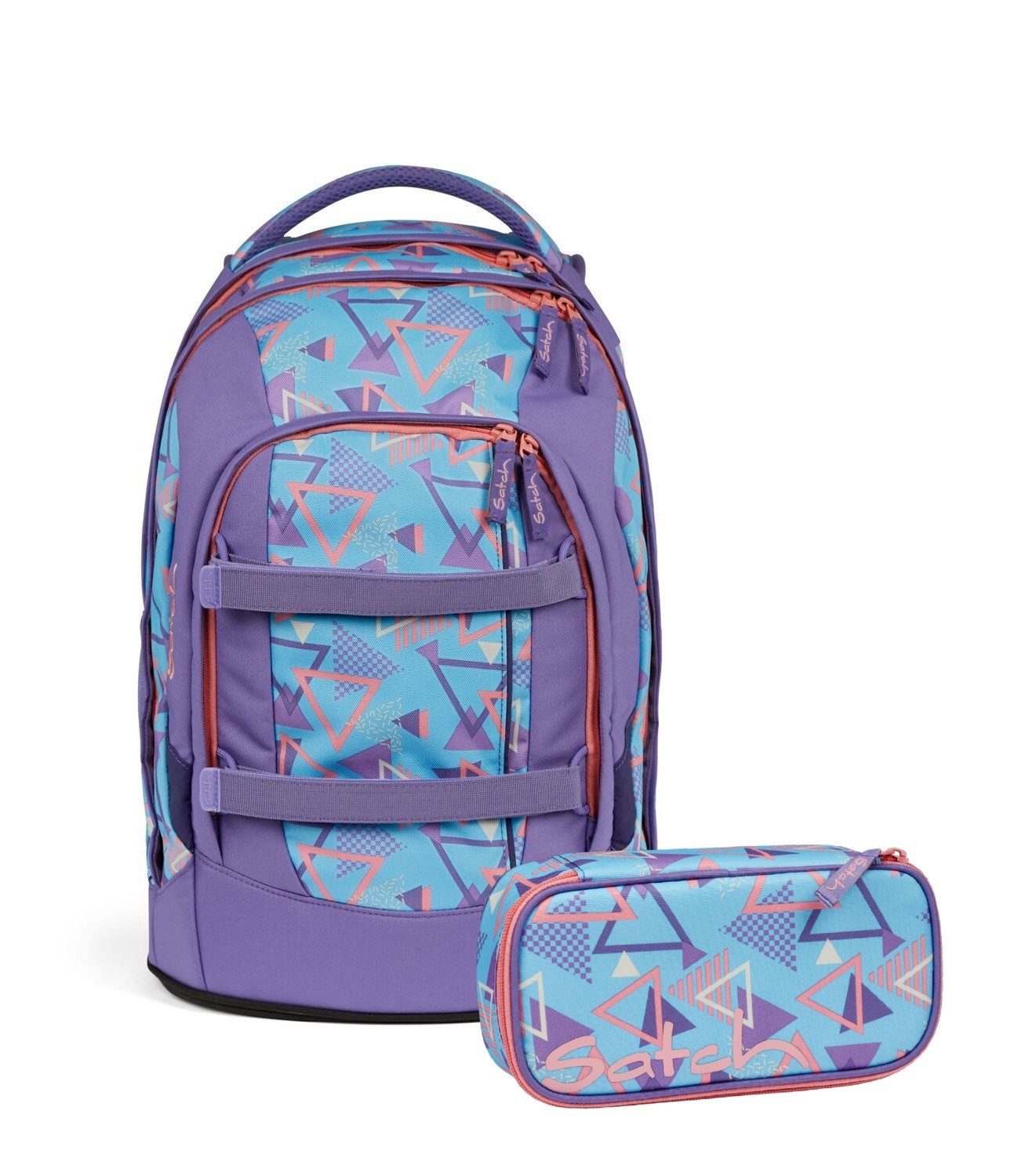 Satch Schulranzen Schulrucksack-Set PACK 80s Dance 2-teilig (2-teilig), Laptop-Fach, Your-Size-System, Schulranzen