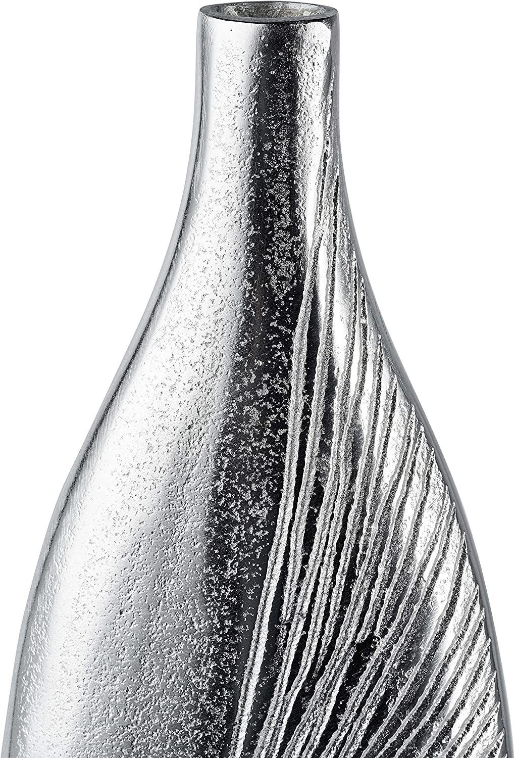 MichaelNoll Dekovase Vase Dekovase Aluminium Silber Deko Metall 44 cm