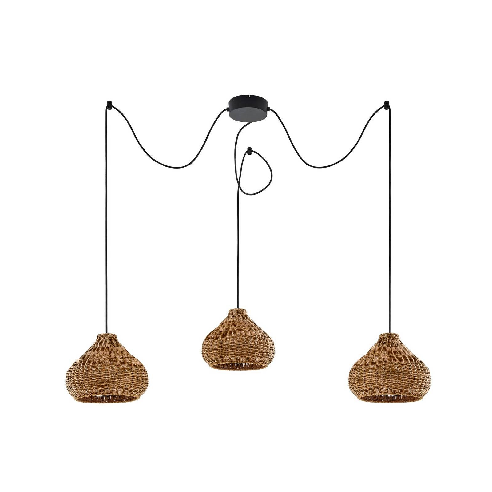 Lucande Hängeleuchten Taniola, Holz IP44, 3 x 15 W LED