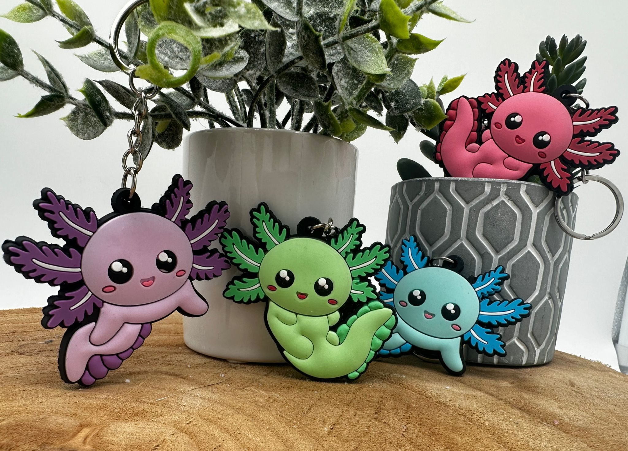Kawaii Schlüsselanhänger Schlüsselanhänger Kawaii Kuties 6 cm Axolotl pink (1-tlg), Schlüsselanhänger Haustierschlüsselanhänger Geschenk Hund Frau Herren