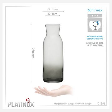 PLATINUX Karaffe Karaffe mit Schwarzem Ombré Effekt, (1 Karaffe), 1L (max. 1130ml) Wasserkaraffe Glaskanne Getränkekaraffe