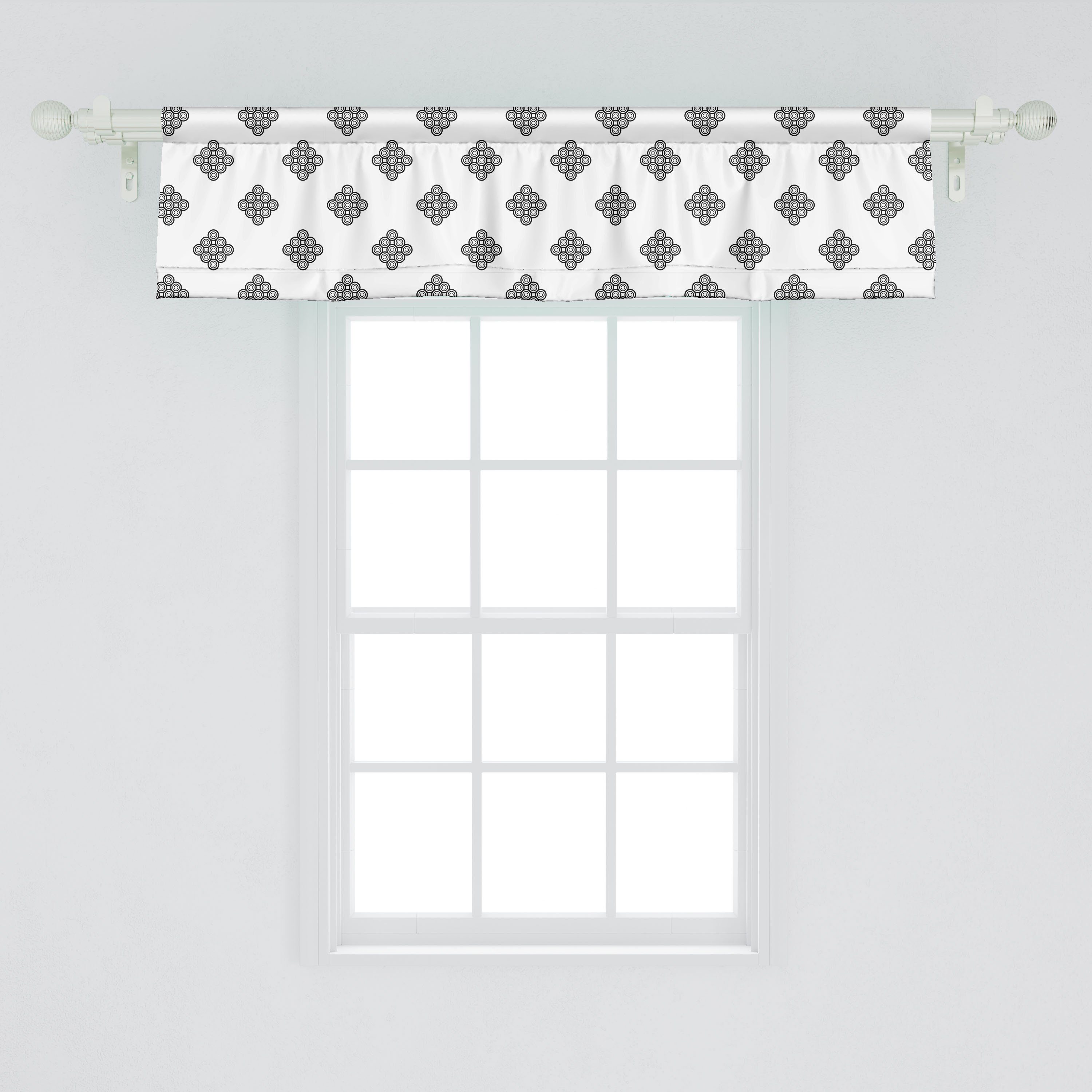 Scheibengardine Vorhang Volant für Stangentasche, Küche Dekor Abstrakt Kreise Schlafzimmer Abakuhaus, mit Bildung Quadrate Microfaser