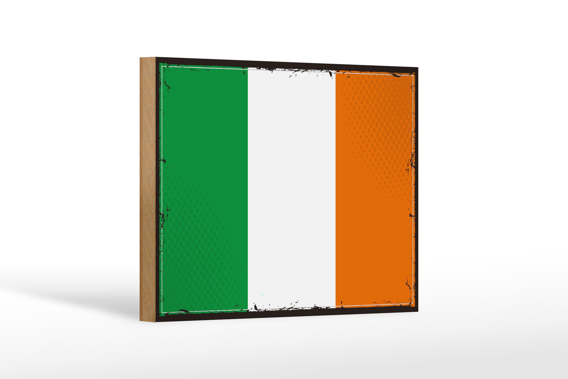 Femer GmbH Holzbild Flagge Irlands 18x12 cm Retro Flag of Ireland, Flaggen (1 St), Glatte Holzfaserplatte (MDF), vorn beschichtet