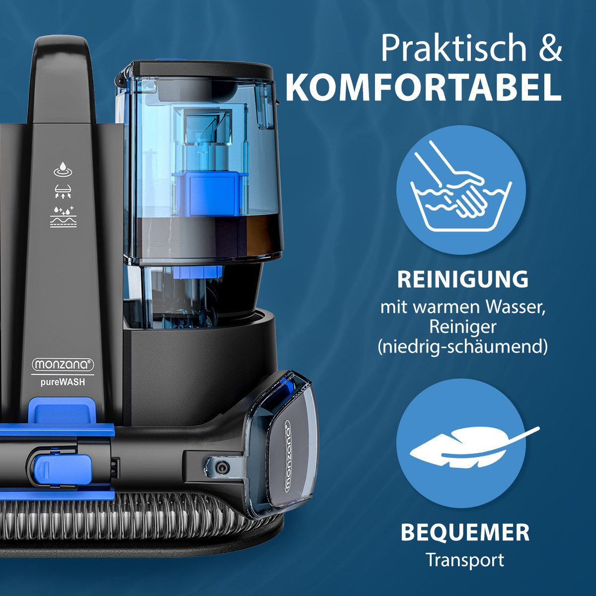 monzana Wasch-Sauger, Teppichreinigungsgerät Sofa Auto Polsterreiniger Dual Tank