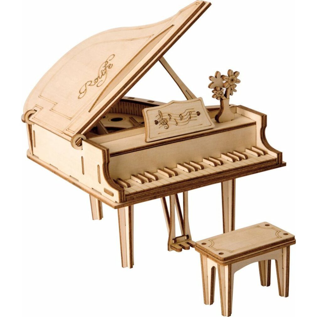Robotime 3D-Puzzle Rolife 3D Holzpuzzle Klavier 74 Teile, Puzzleteile