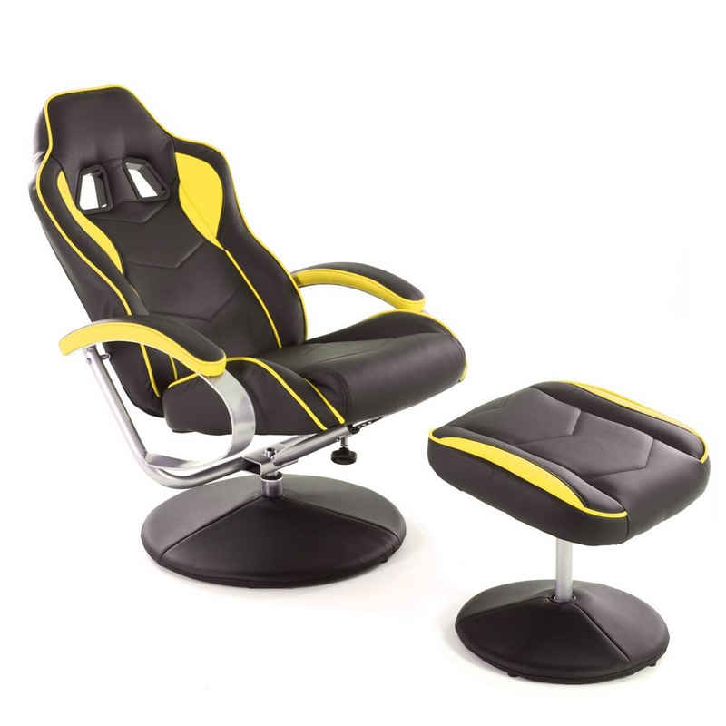 Raburg Gaming-Stuhl Wohnzimmer Sessel mit Hocker, tiefes Sessel-Set, Kunstleder, mit Hocker & mit Relaxfunktion, belastbar bis 120 kg