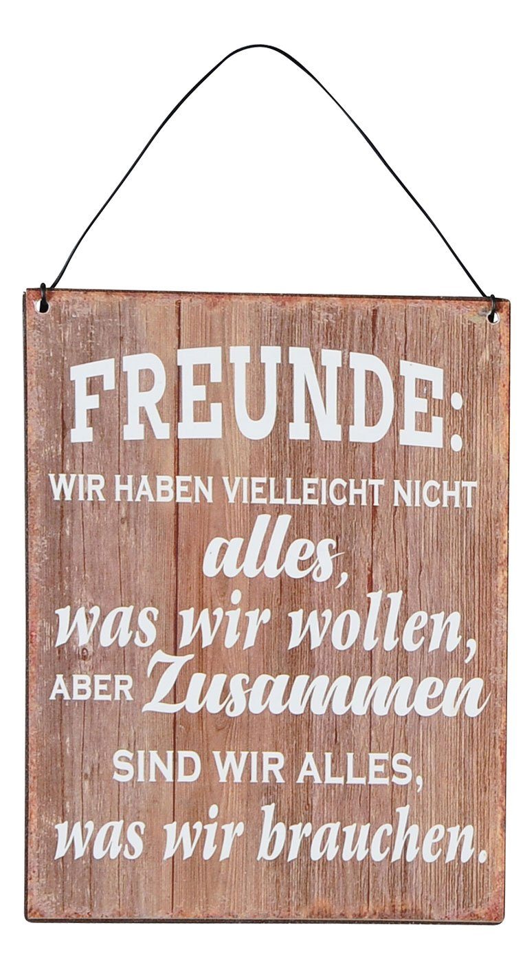 Levandeo® Wandbild, 3er Set Blechschilder H20cm Freundschaft Sprüche Braun günstig online kaufen