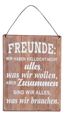 Levandeo® Wandbild, 3er Set Blechschilder H20cm Freundschaft Sprüche Braun Wandbild