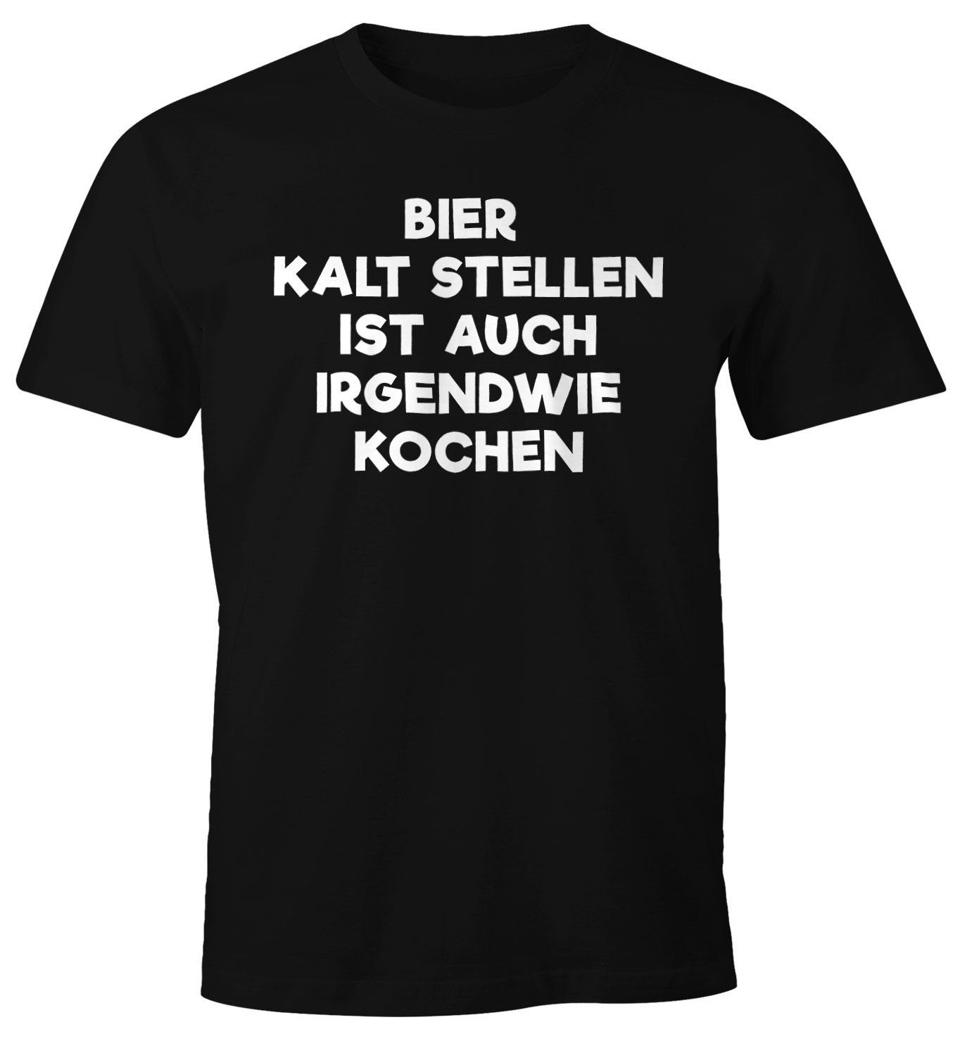 Print-Shirt Bier kaltstellen ist auch irgendwie kochen Shirt Herren Moonworks®