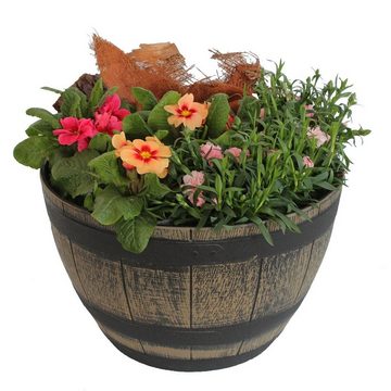 colourliving Pflanzkübel Pflanztopf rund 40 cm Weinfass-Optik Blumenkübel (1 St), Blumentopf, Blumenfass, wetterbeständig