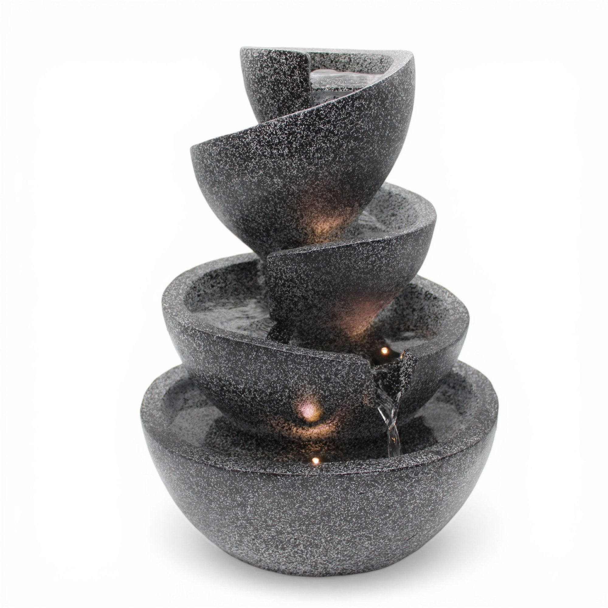 Arnusa Zimmerbrunnen Springbrunnen mit LED Beleuchtung Gartenbrunnen stilvoll Dekoration, Wohnzimmerdeko Wasserspiel LED warmweiß