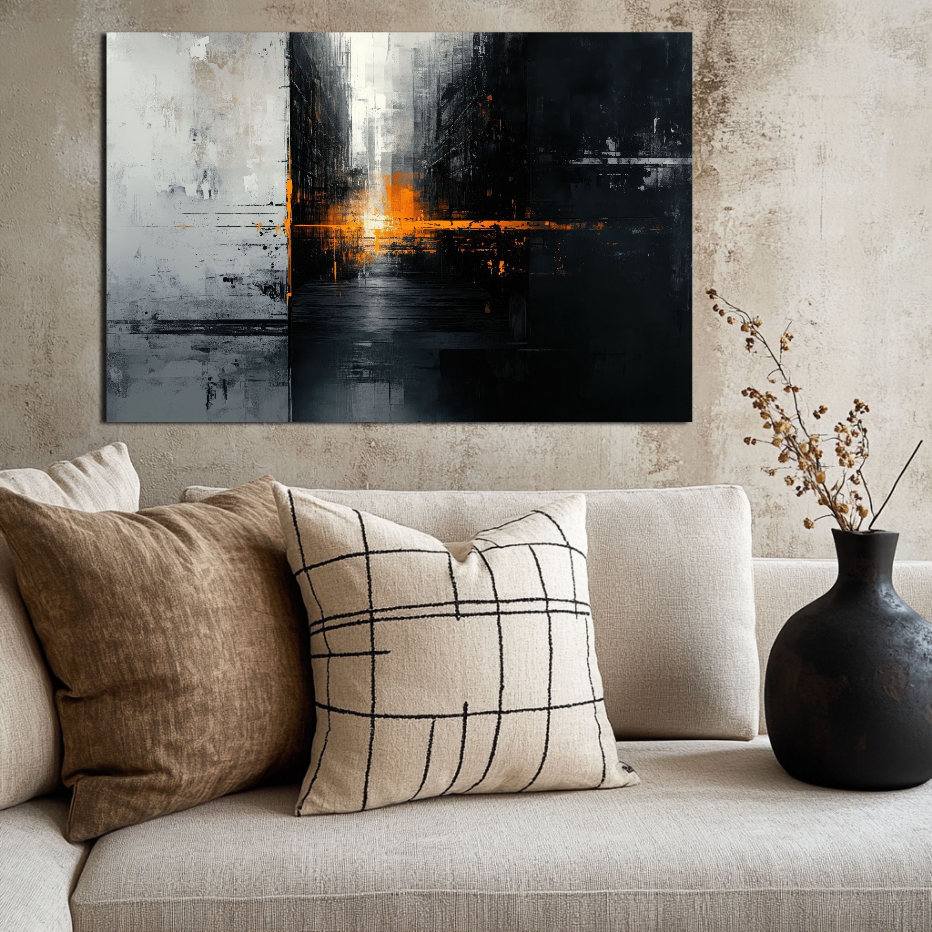 DARO Design Leinwandbild Modern Abstrakt Wandbilder XXL Wandbild Wand Deko Leinwand Bilder, (Sonnenuntergang City - Bild groß Wohnzimmer Schlafzimmer Küche Esszimmer Einteilig Querformat Fotodruck Leinwände Wanddeko Abstrakte Kunst Boho), 30x20cm