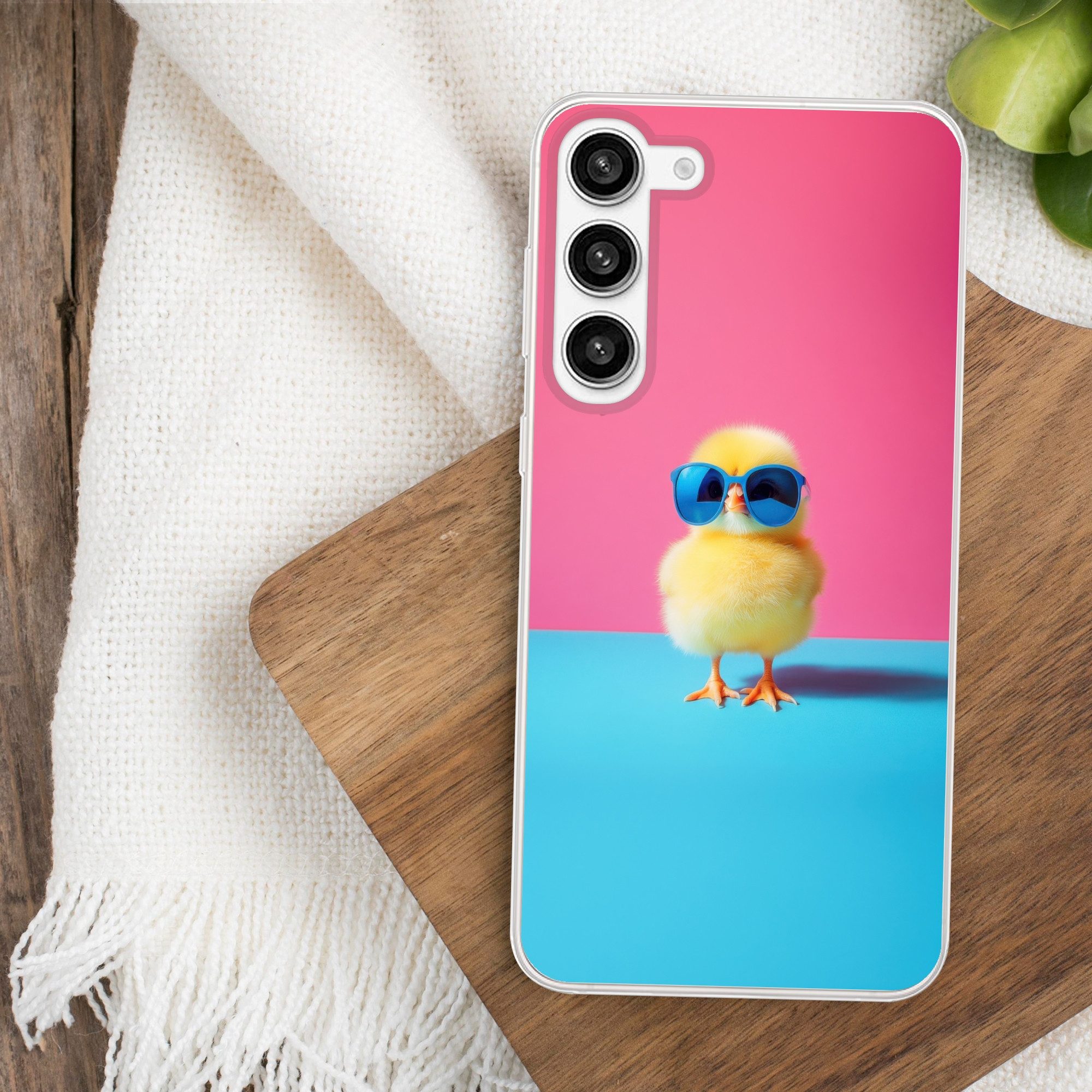 MuchoWow Handyhülle für Samsung Galaxy S23 Plus Chick - Sonnenbrille - Blau, Phone Case, Silikon, Schutzhülle Dünn