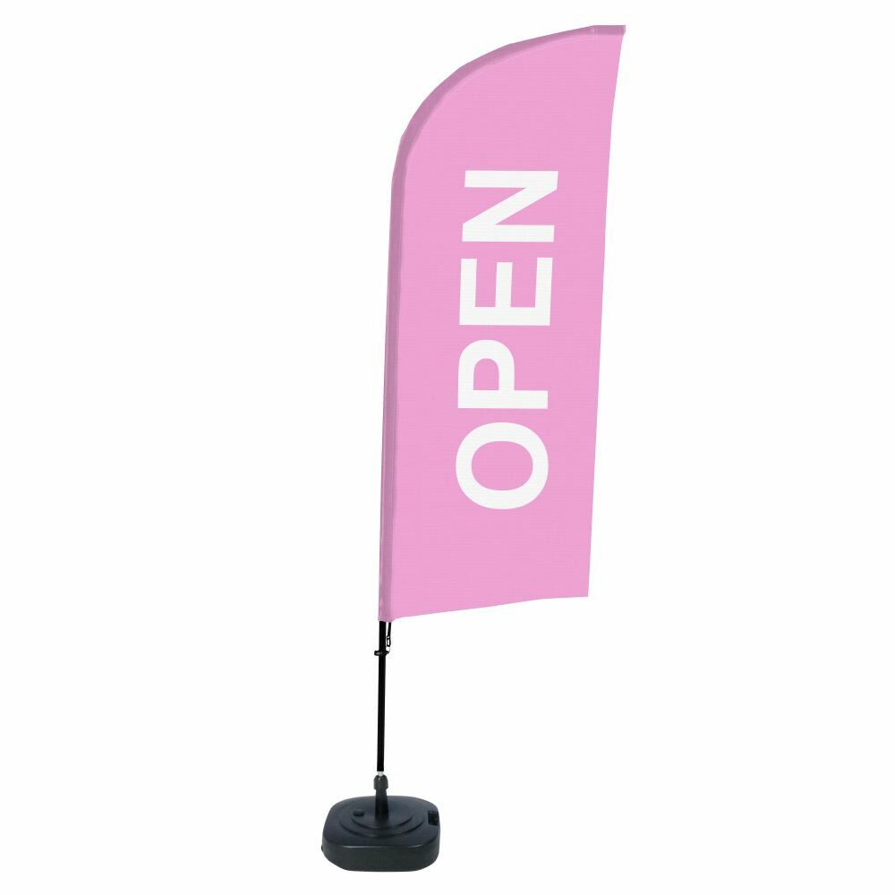 Showdown Displays Standregal Beachflag - Komplett-Set - Open Englisch - Pink/Schwarz, 1-tlg.