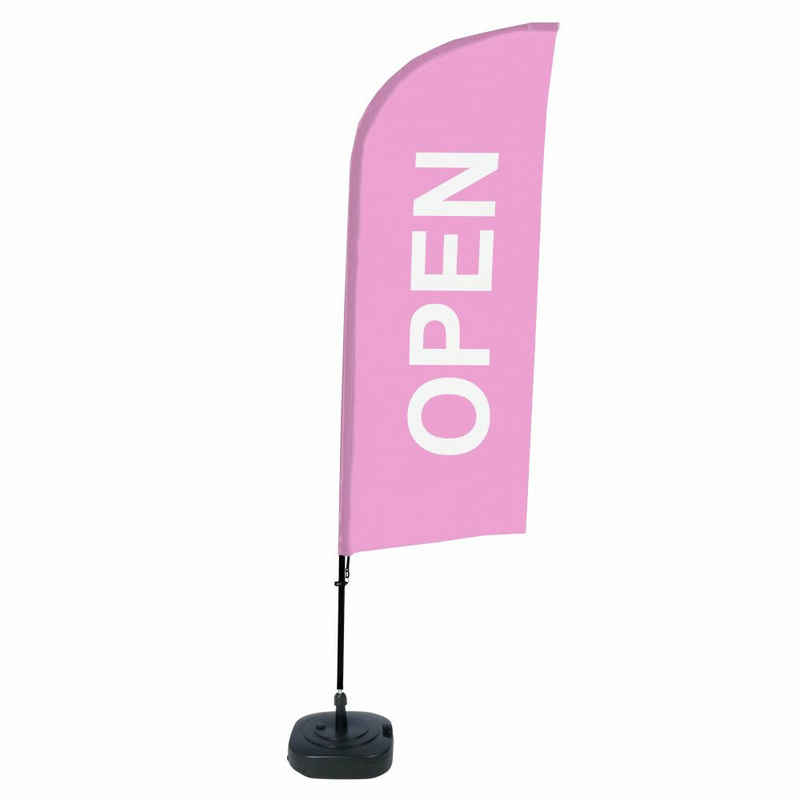 Showdown Displays Standregal Beachflag - Komplett-Set - Open Englisch - Pink/Schwarz, 1-tlg.
