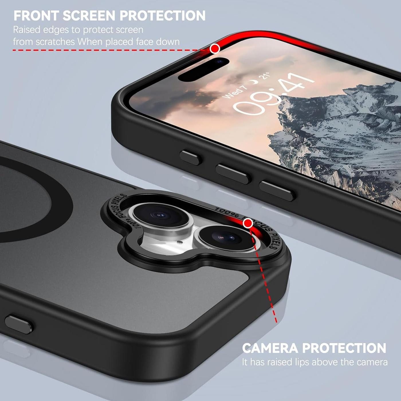 CoolGadget Handyhülle Magnet Hülle für iPhone 17 Schutzhülle mit Metall Kamerarahmen 6,3 Zoll, magnetisches Schutzcase Matt Stoßfest kompatibel mit Magsafe Zube – Bild 2 von 5