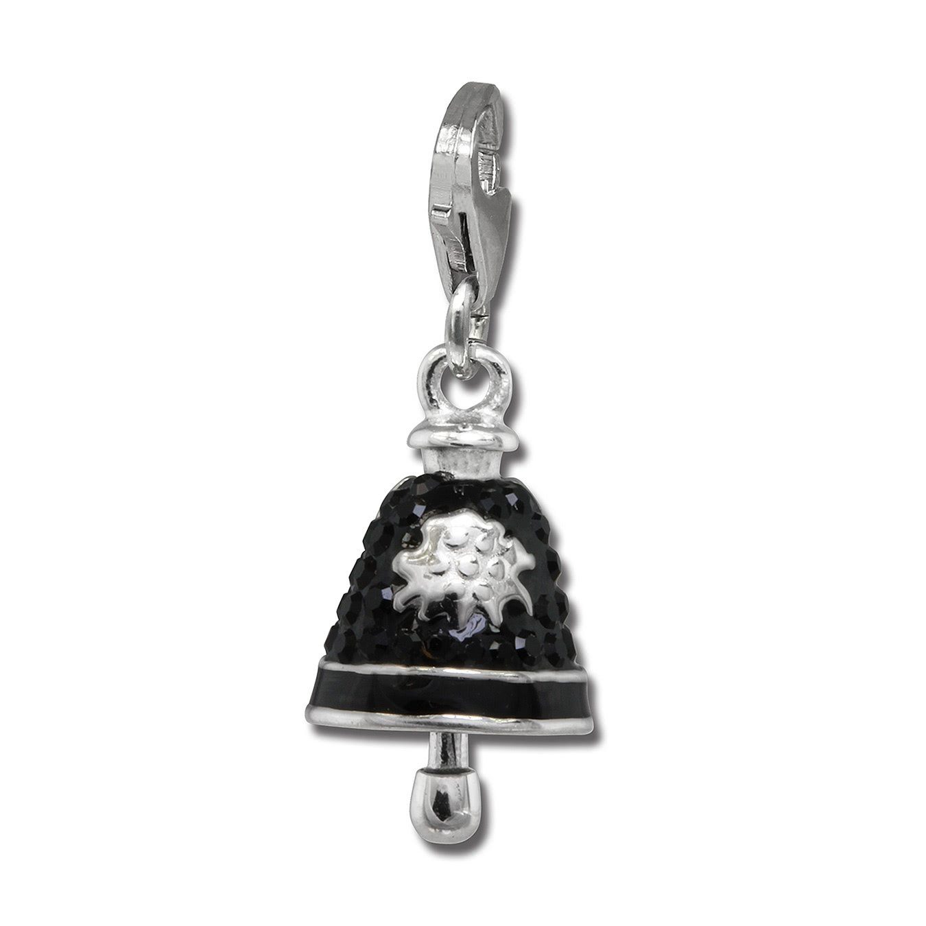 Sterling Charmsanhänger Farbe: schwarz SilberDream Charm 925 Silber, Charm-Einhänger schwarz SilberDream Glocke, Zirkonia, Glocke