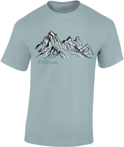 Baddery Print-Shirt Wander Tshirt : Offline - Kletter T-Shirt für Wanderfreunde hochwertiger Siebdruck, aus Baumwolle