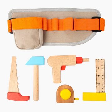 Small Foot Spielwerkzeugtasche Werkzeuggürtel Holzwerkstatt, Set für die motorischen Erstversuche kleiner Heimwerker.