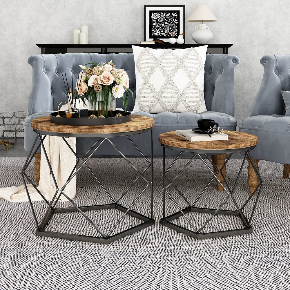 Vicco Couchtisch Fyrk, Eiche rustikal, 50 x 40 cm 2 Teile (2-St)