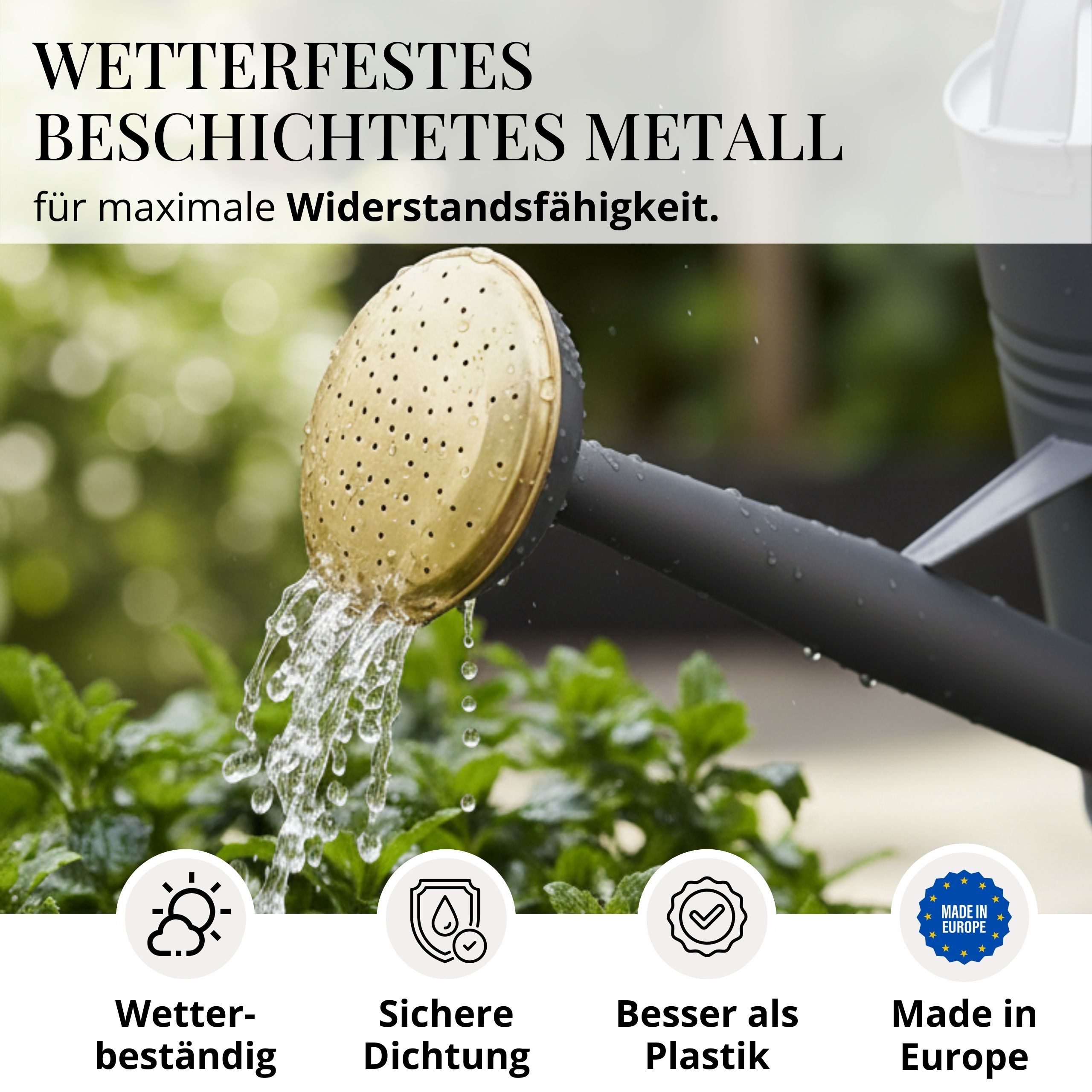 LIVLIG Gießkanne 10 Liter (Giesskanne Metall mit 2 Henkeln, Abnehmbarer Brausekopf), Gießkanne 10L, Gießkanne Vintage, Blumengießkanne