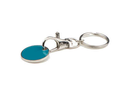 Livepac Office Schlüsselanhänger Metall Schlüsselanhänger mit Einkaufschip / Farbe: türkis
