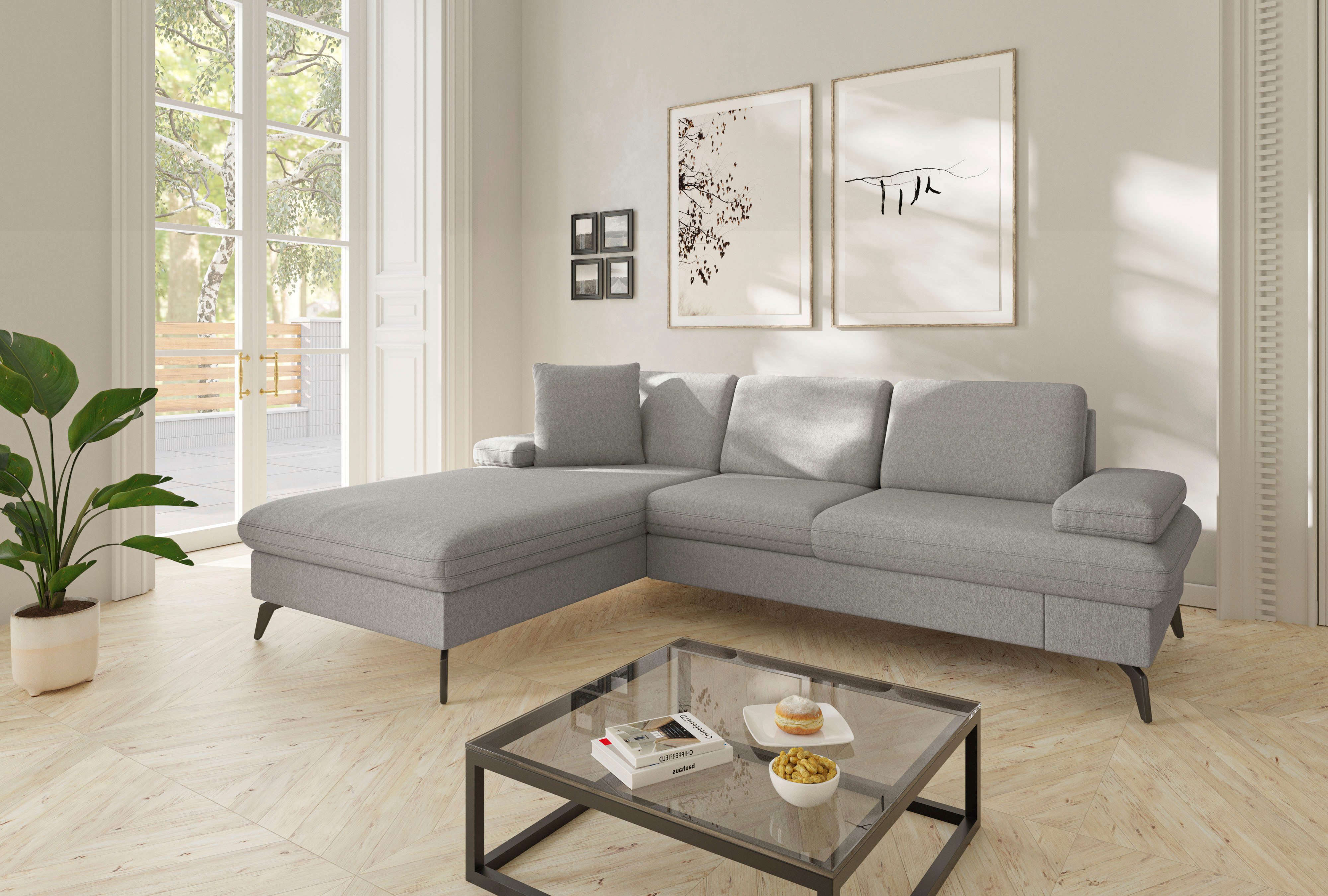 sit&more Ecksofa Morris Jubi L-Form, B: 247 cm, mit Armteilfunktion & 1 Zierkissen, optional Bettfunktion