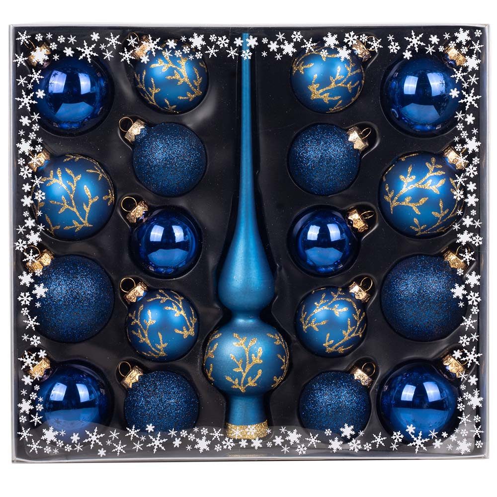 MAGIC by Inge Weihnachtsbaumkugel Kugelsortiment mit Spitze, 19 Stk Midnight Blue