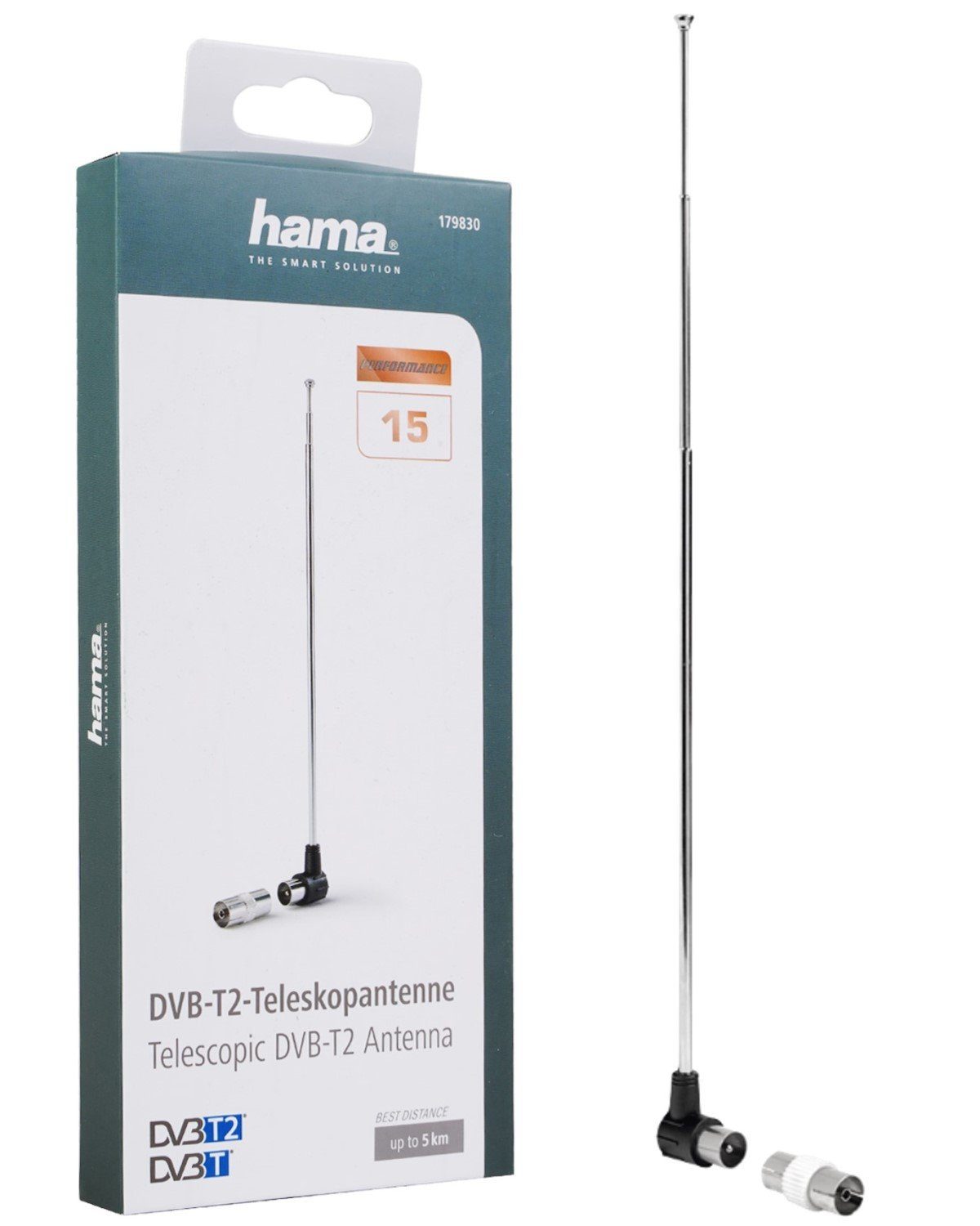 Hama DVB-T2 am TV Innenantenne, HD 4K oder 4K Performance Antenne Notebook Teleskob-Antenne Ultra-HD Radio Passiv FULL Stab-Antenne TV