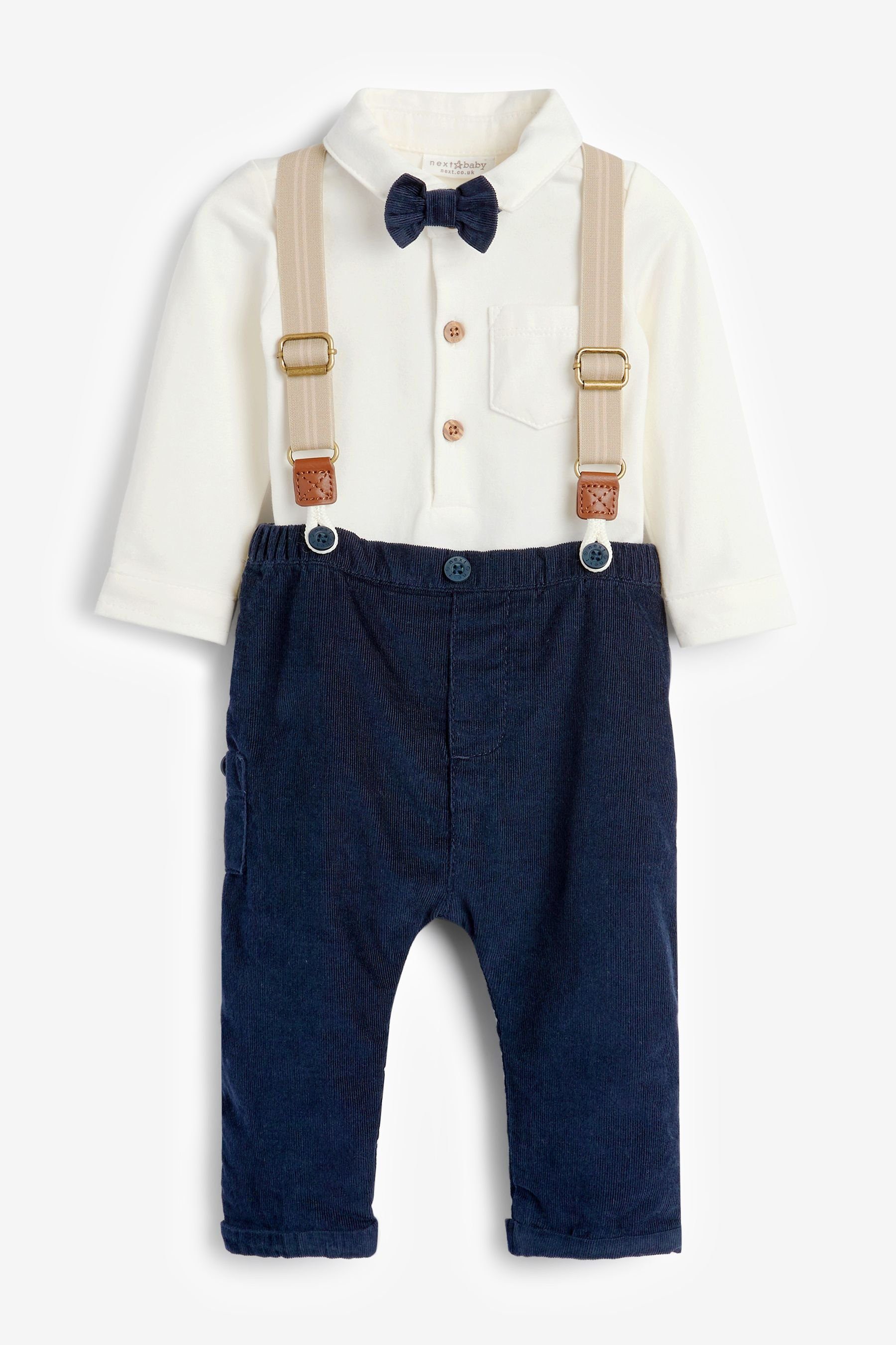 Next Body & Hose Elegantes Set mit Hemdbody, Fliege, Hose und (4-tlg) Navy/White | Baby-Sets