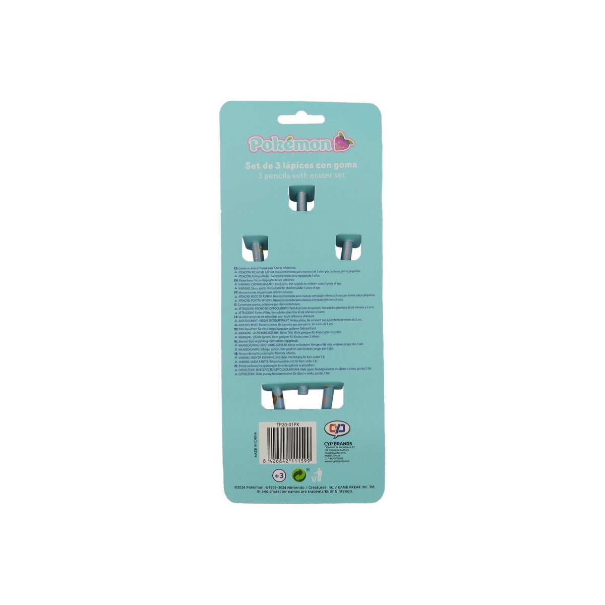 POKÉMON Kreativset Pokémon Bleistift Set 3 teilig Radiergummi Schulzubehör
