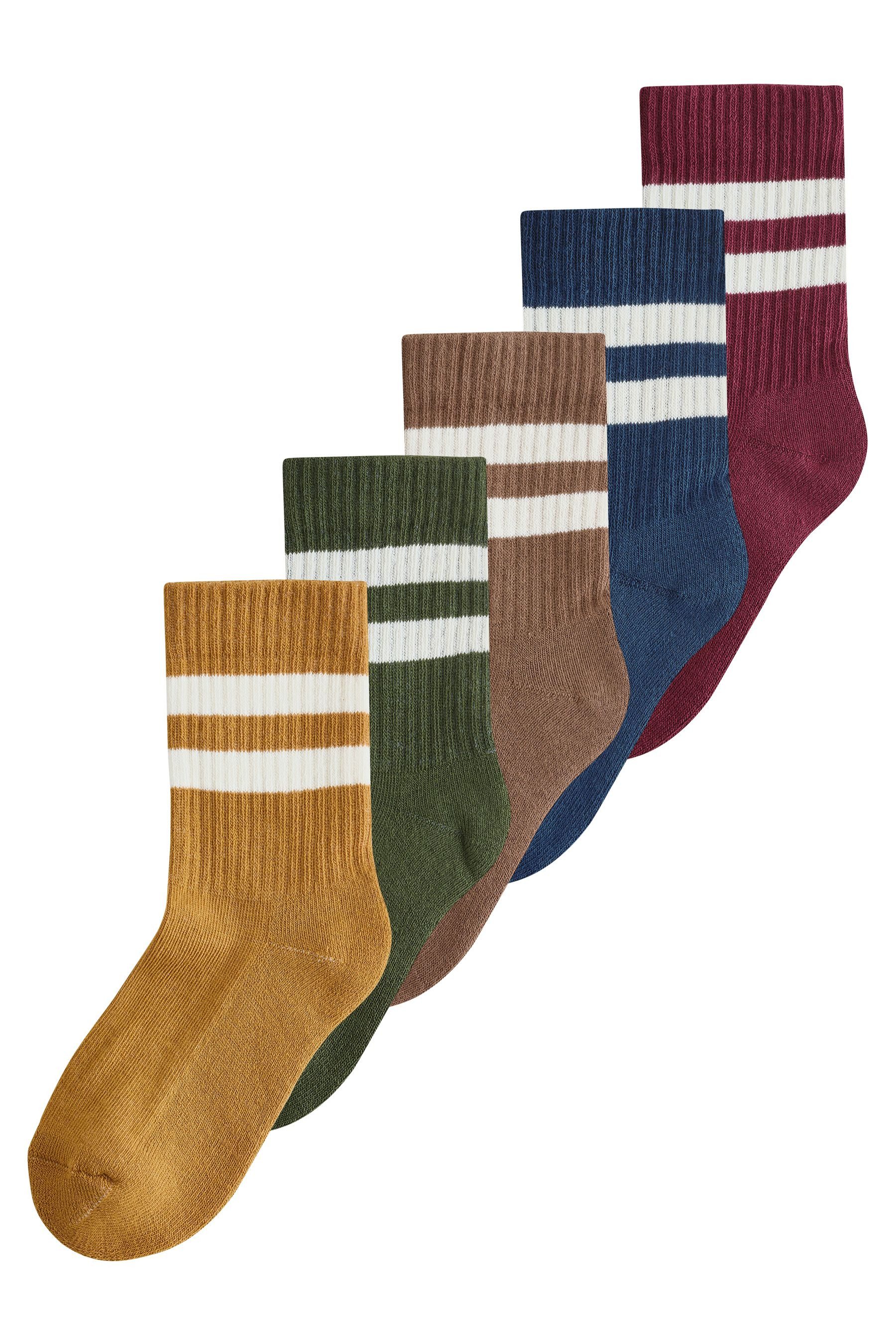 Next Kurzsocken Gerippte Socken im 5er-Pack mit Randstreifen (1-Paar)