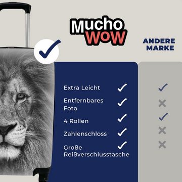 MuchoWow Handgepäckkoffer Löwe - Schwarz - Porträt, 4 Rollen, Reisetasche mit rollen, Handgepäck für Ferien, Trolley, Reisekoffer