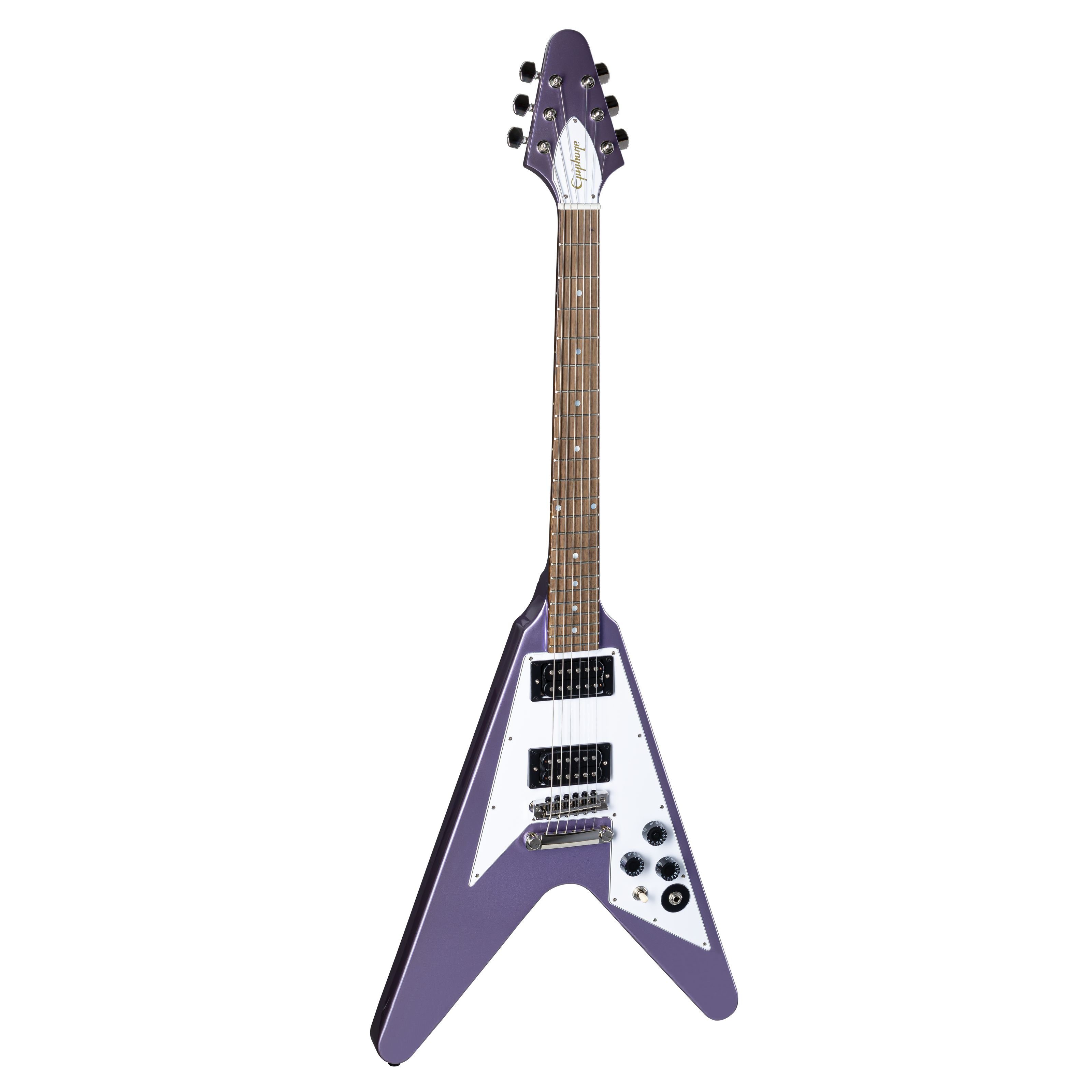 Epiphone E-Gitarre, E-Gitarren, Andere Modelle, Kirk Hammett 1979 Flying V Purple Metallic - E-Gitarre