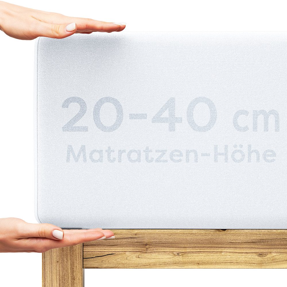 Wolkenfeld Spannbettlaken Boxspringbett Bettlaken - Spannbetttuch für Matratzen bis 40cm, Jersey, Gummizug: rundum, (1 Stück), Elastisch & Rutschfest: 90x200, 140x200, 160x200, 180x200 & Übergrößen