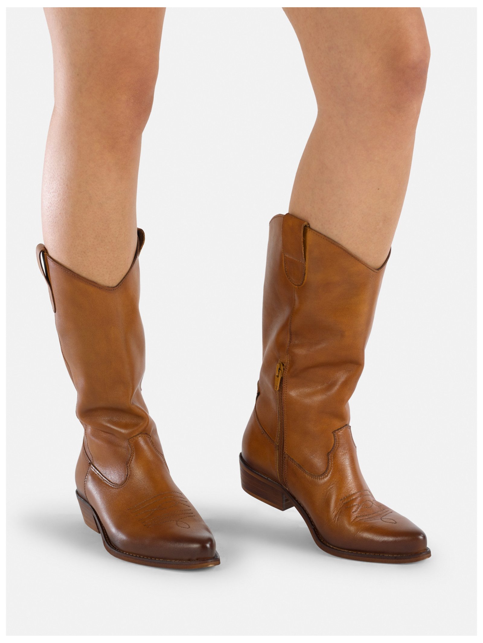 Felmini Wide Fit Stiefel Leder Bikerboots