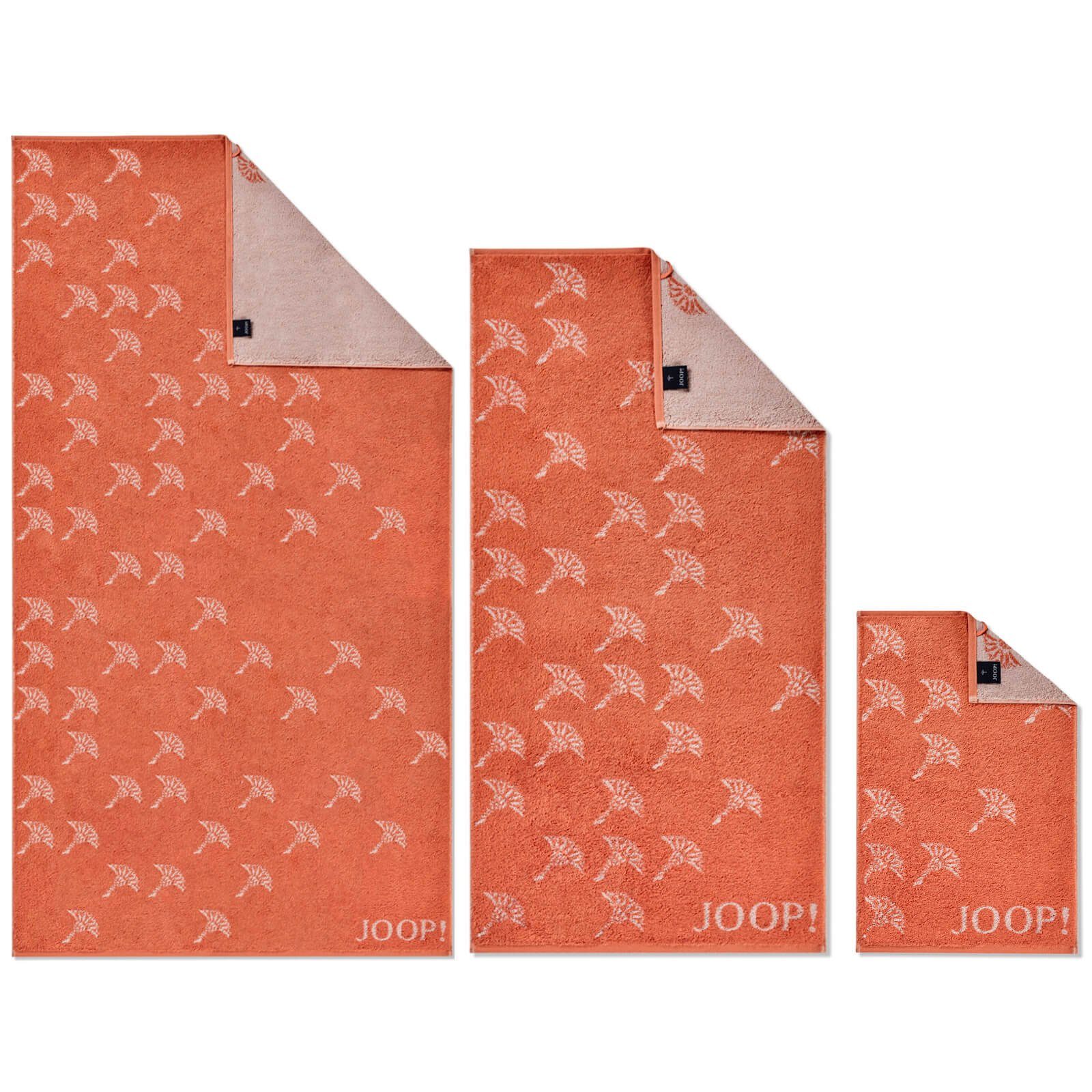JOOP! Handtuch Duschtuch Move Faded Cornflower Apricot 1691 33, Walkfrottier (1-St), Wendeoptik, Logo, Flauschig