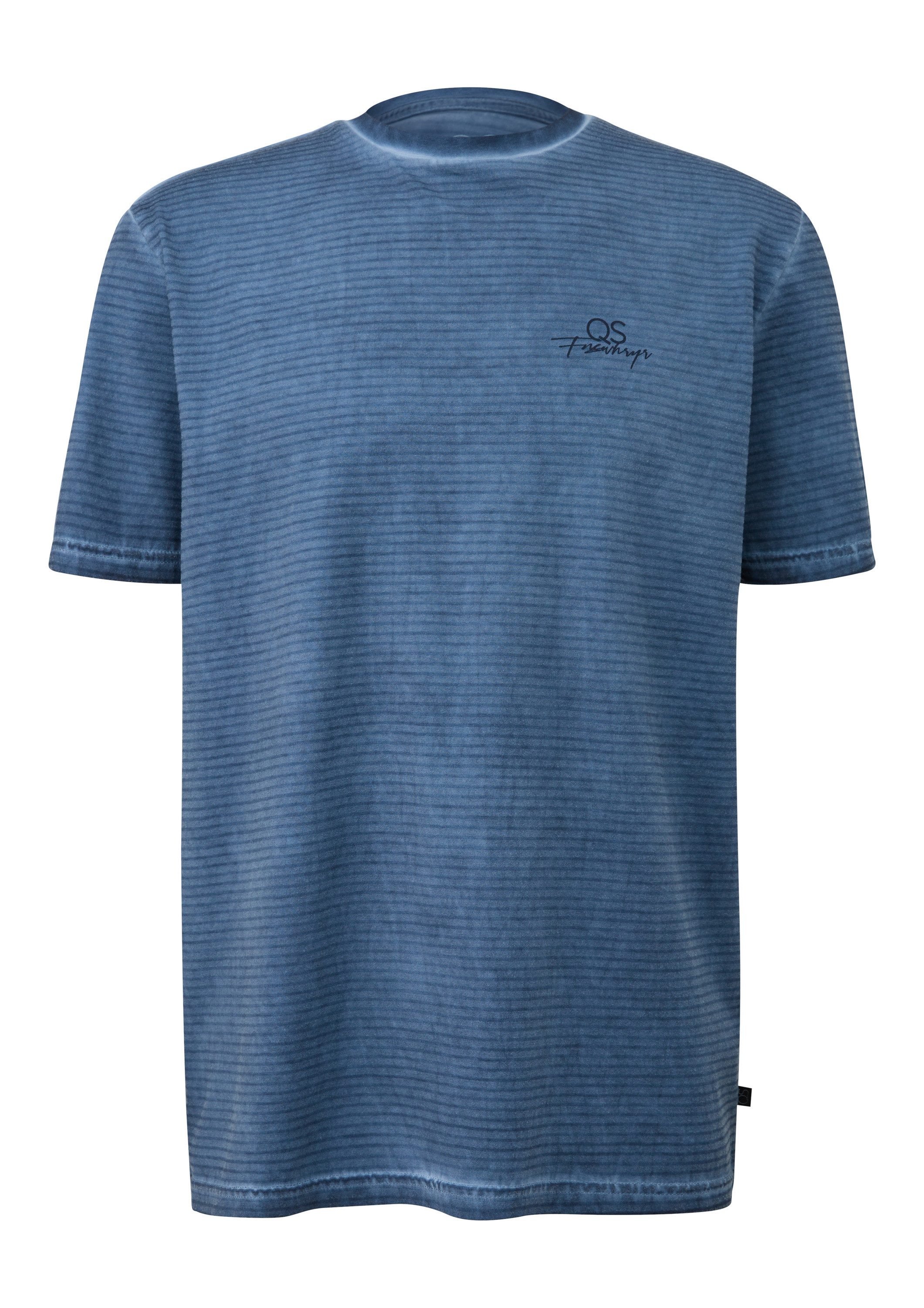 QS Kurzarmshirt T-Shirt Gewaschenes Ringelshirt mit Rundhalsausschnitt günstig online kaufen