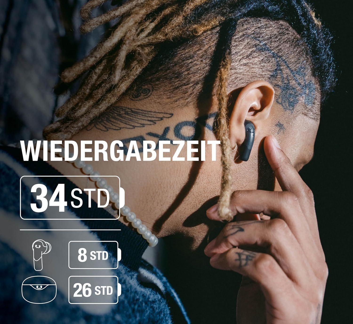 Fresh 'n Rebel Bluetooth Kopfhörer mit ANC, 34h Akku, IPX4, Mikrofon In-Ear-Kopfhörer (Ergonomisches In Ear Design sorgt für angenehmen Tragekomfort auch bei längerer Nutzung im Alltag., Kabelose Noise Cancelling Kopfhöre mit ENC Bluetooth 5.3 Touch Control)