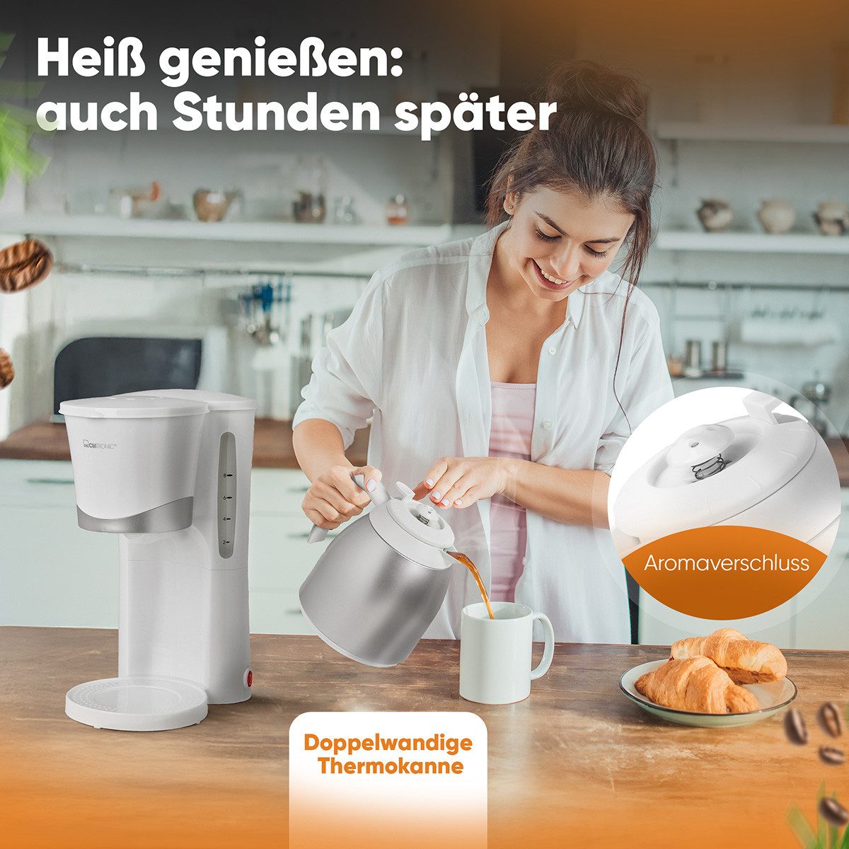 CLATRONIC Filterkaffeemaschine KA 3327, Kaffeemaschine mit Thermoskanne, für 8-10 Tassen