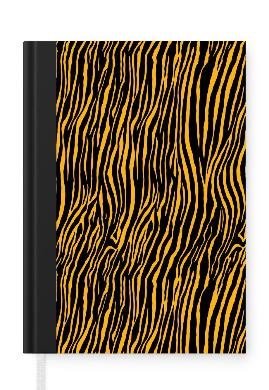 MuchoWow Notizbuch Orange - Tiermuster - Tiger, Journal, Merkzettel, Tagebuch, Notizheft, A5, 98 Seiten, Haushaltsbuch