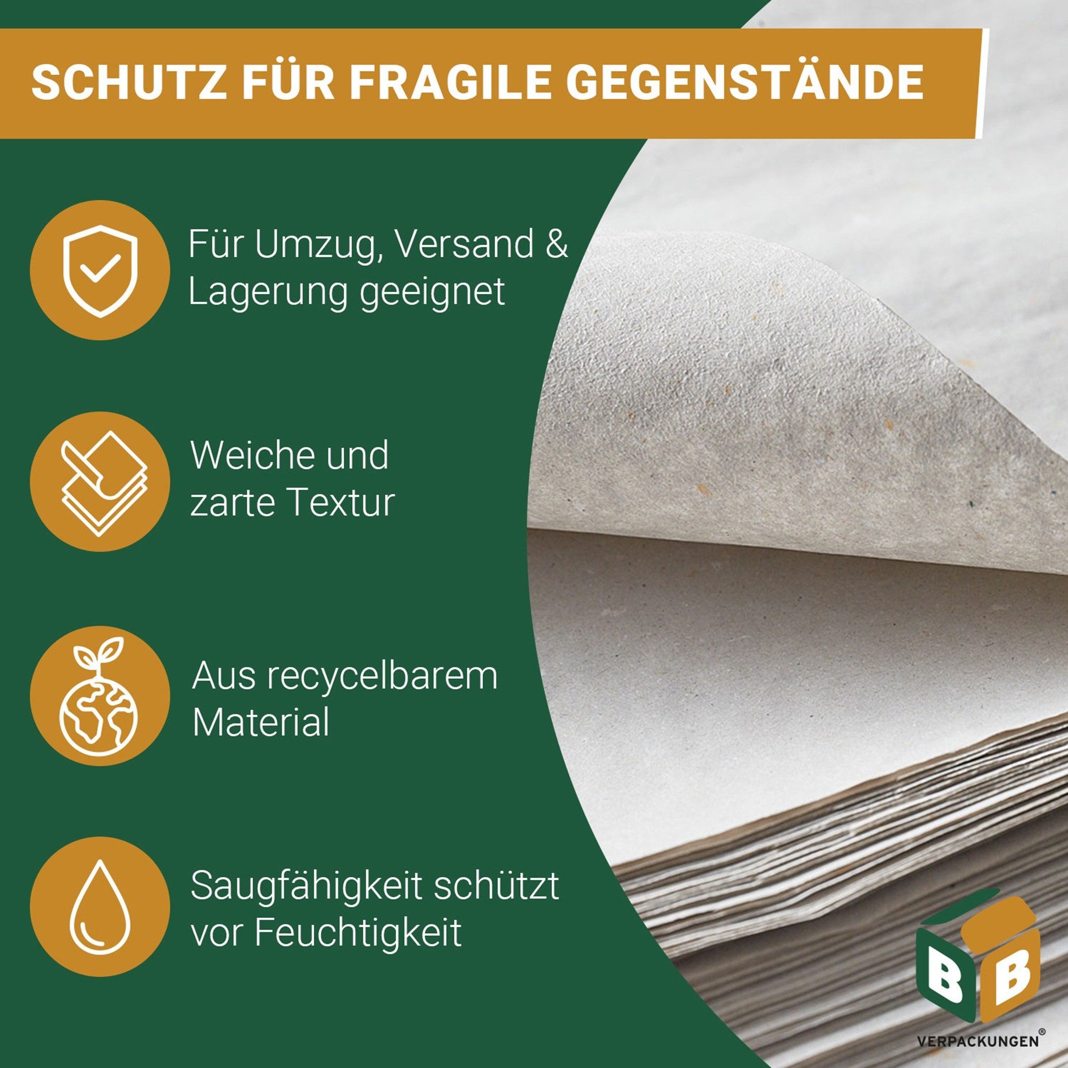 BB-Verpackungen Seidenpapier Packseide BIG, Grau, 75 cm x 100 cm