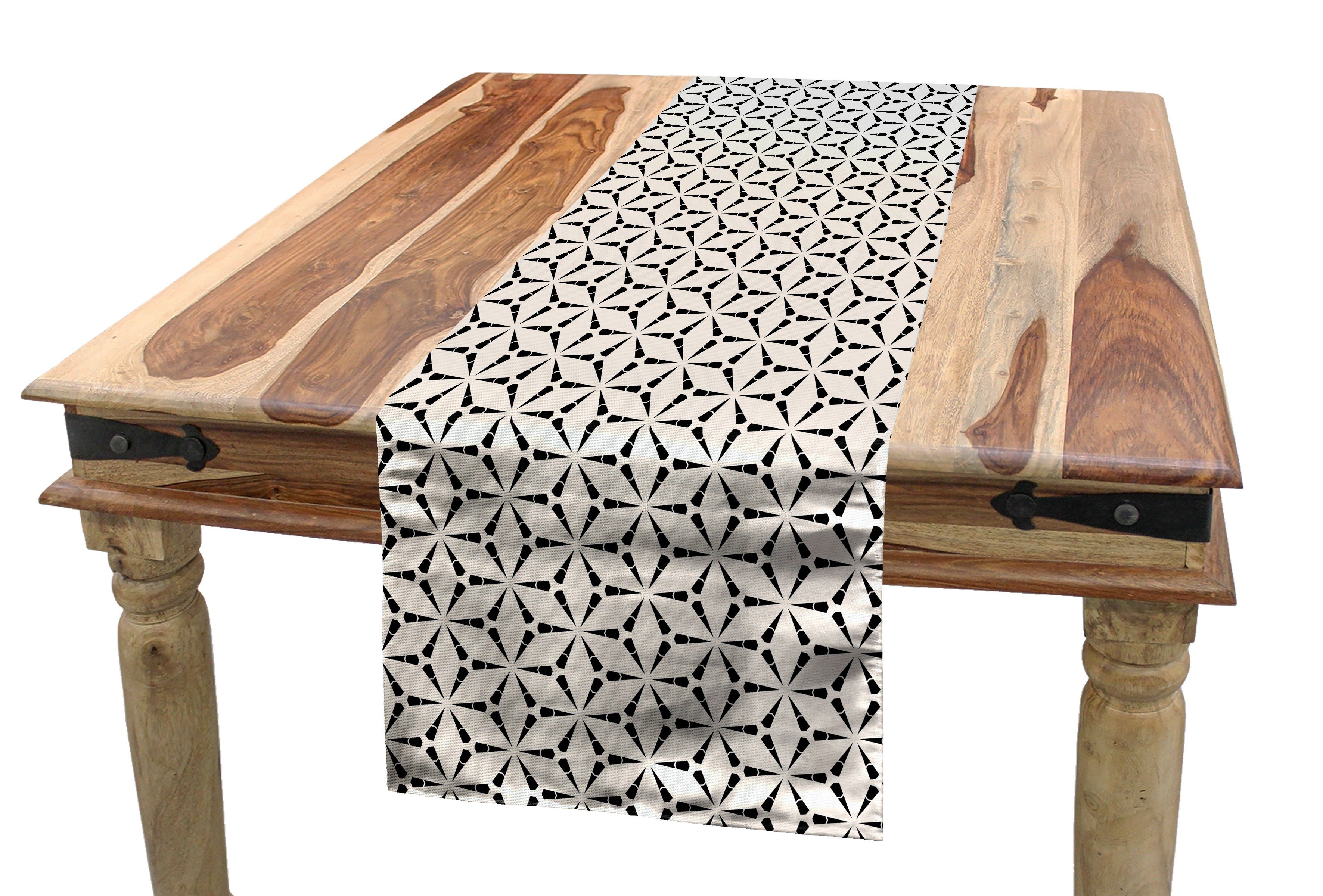 Abakuhaus Tischläufer Esszimmer Küche Rechteckiger Dekorativer Tischläufer, Abstrakt Blatt Geometrische Blumen
