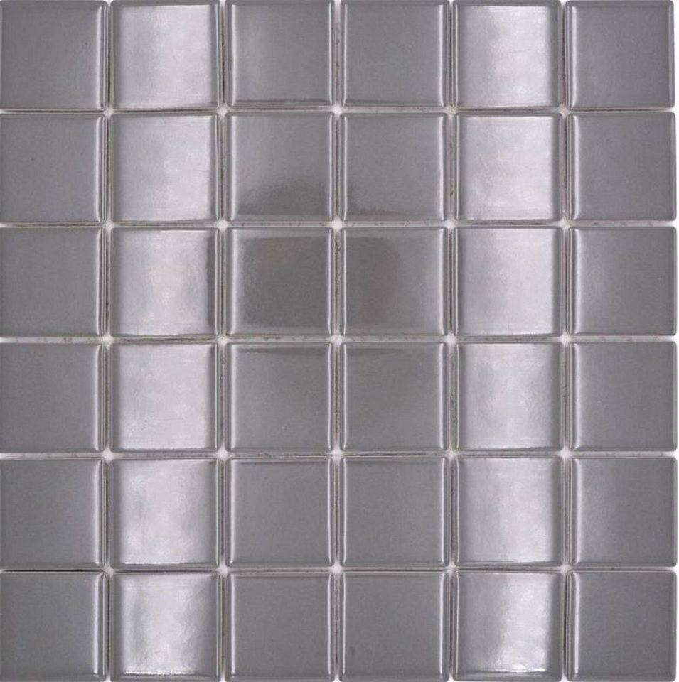 Thumbnail - Mosani Mosaikfliesen Keramikmosaik Mosaikfliesen metallgrau glänzend / 10 Mosaikmatten
