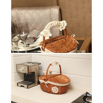 Lubgitsr Aufbewahrungskorb Geschenkkorb Natur Wicker Camping Picknickkorb Präsentkorb Holz