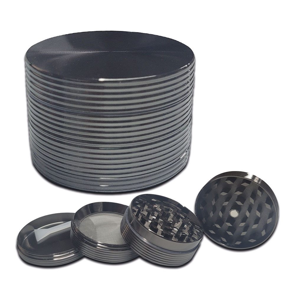 Coumo Grinder Grinder Crusher, Alu Anthrazit, Rillen Design, ⌀ 4,8 cm