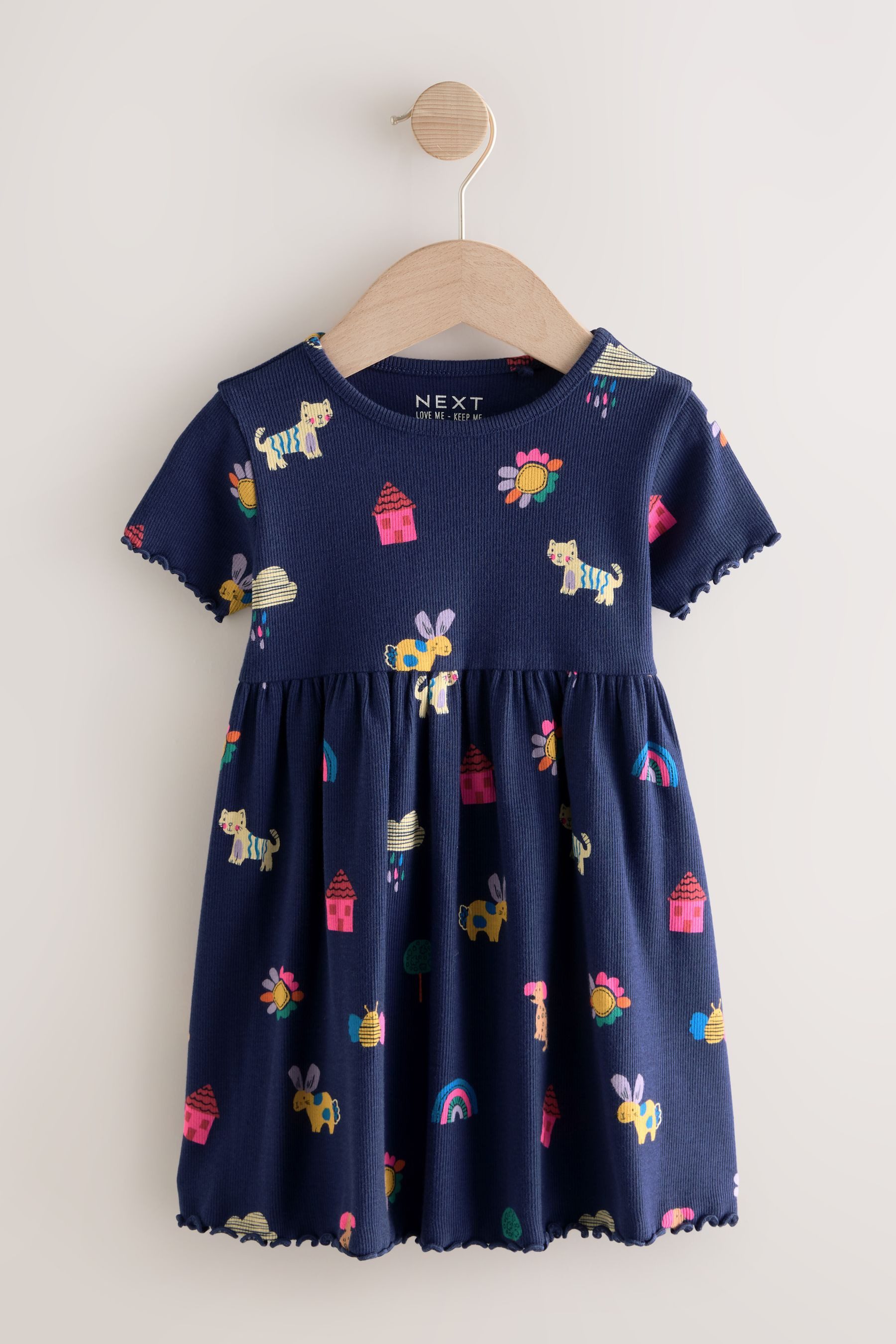 Jerseykleid Geripptes Kurzarmkleid