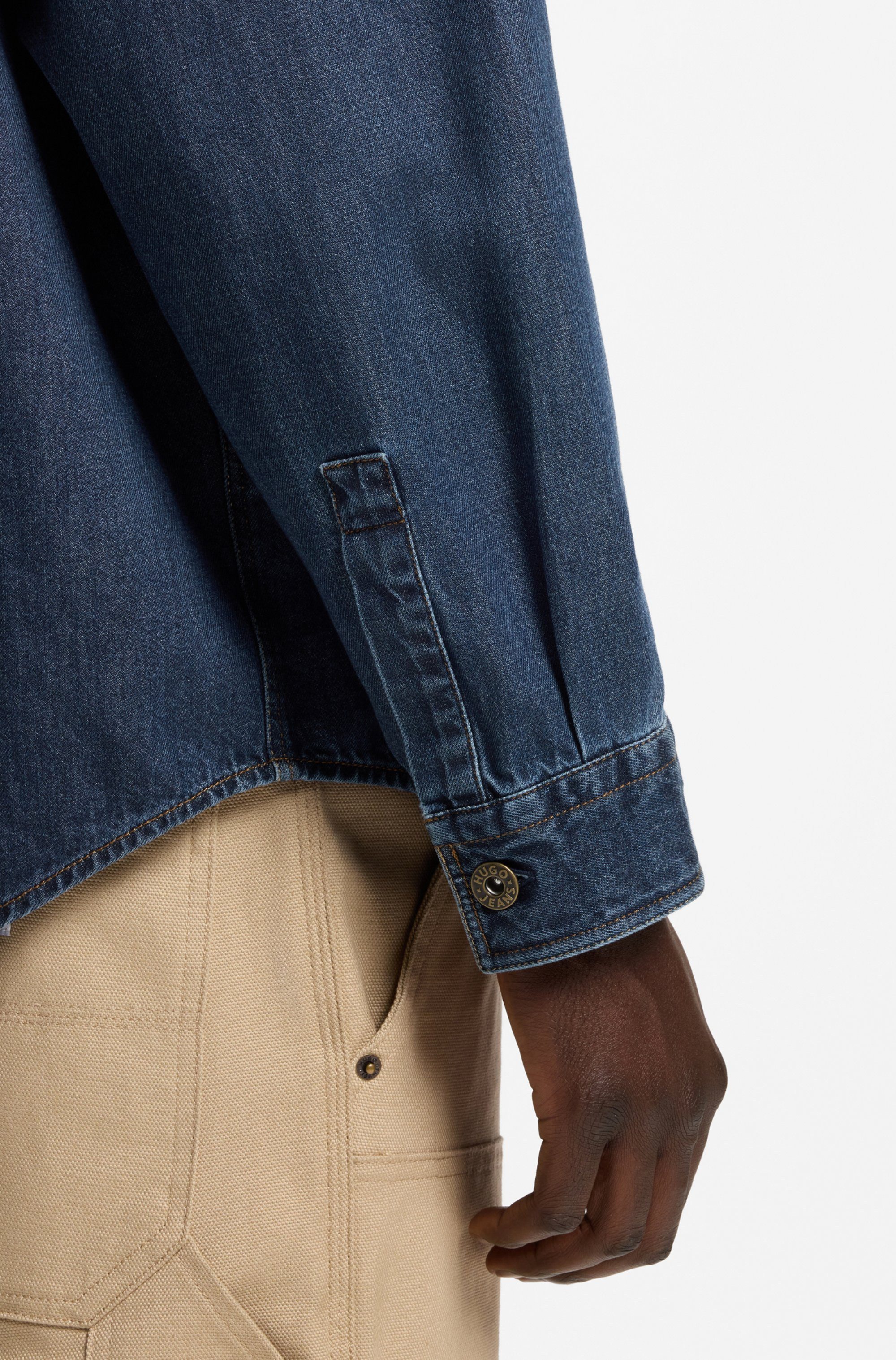 HUGO Jeanshemd Ebant Oversize Fit, reine Baumwolle
